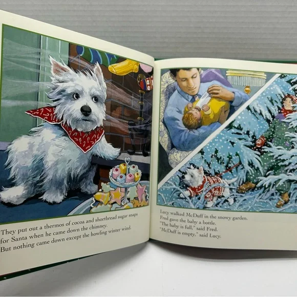 McDuff's Christmas book 2001 vtg hardcover book 10" library stickers on it - Picture 7 of 12